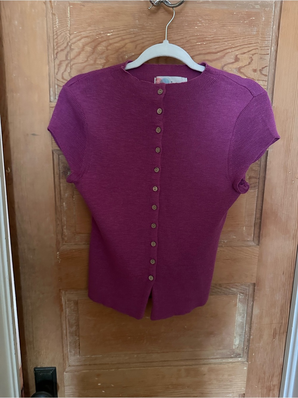 Free People Purple Button-Back Knit Top